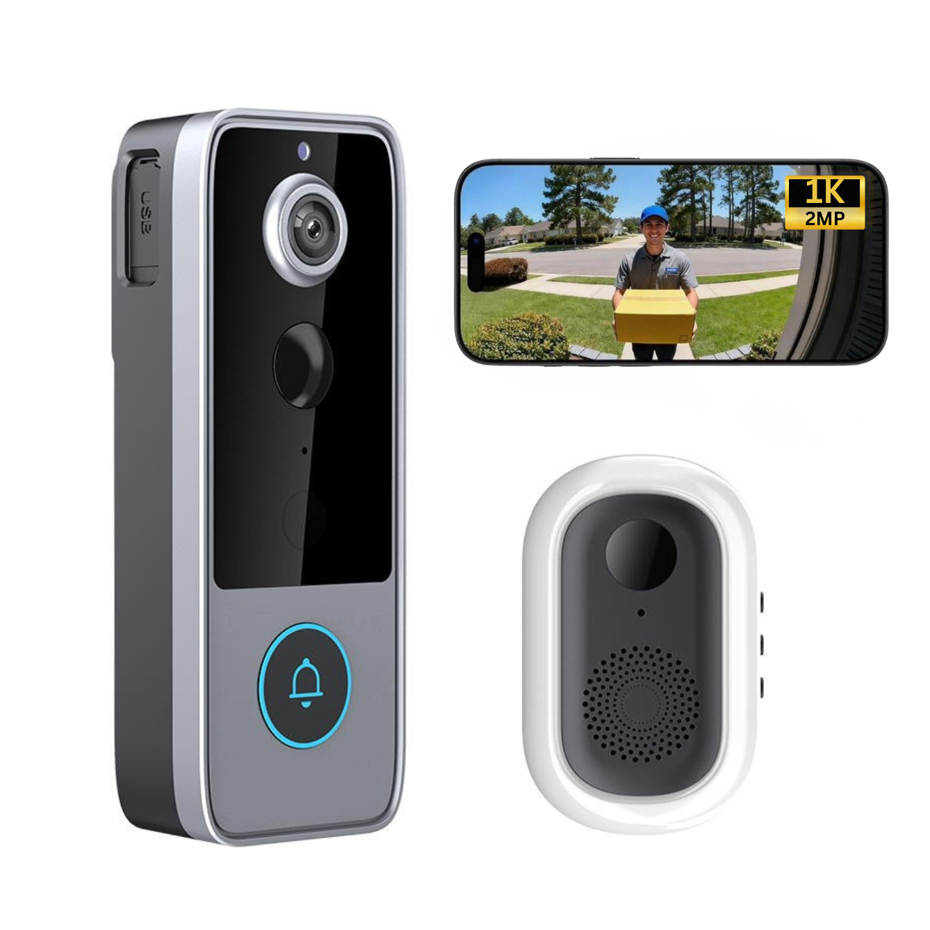 Delitech Smart Wireless Video Doorbell (1MP)