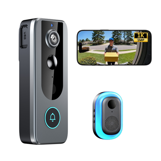 Delitech 720p wireless video doorbell with camera and chime
