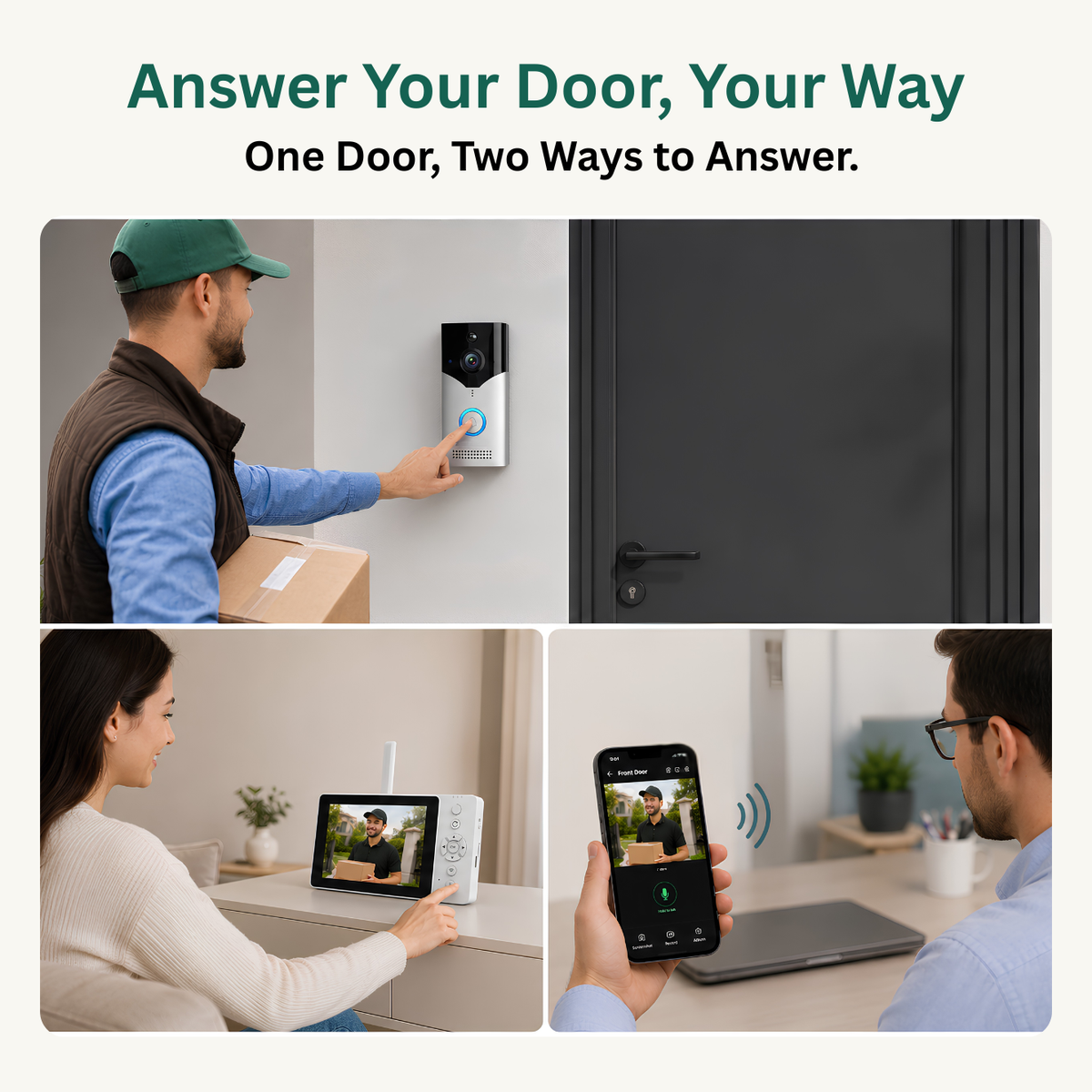 Delitech smart video doorbell with indoor monitor and mobile app