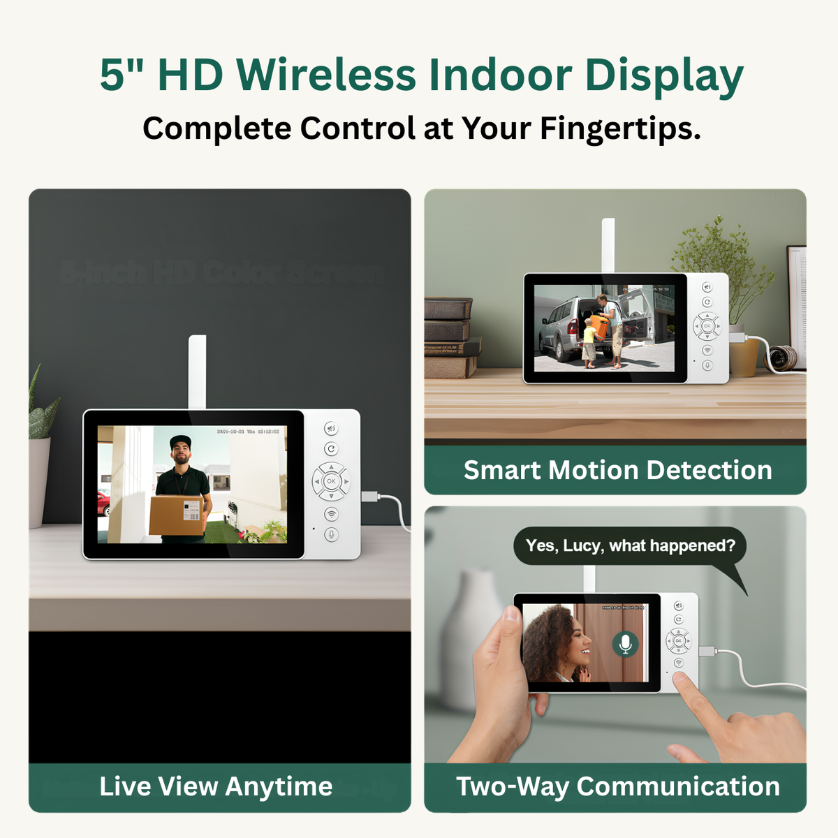 Delitech 5 inch HD wireless indoor display for video doorbell