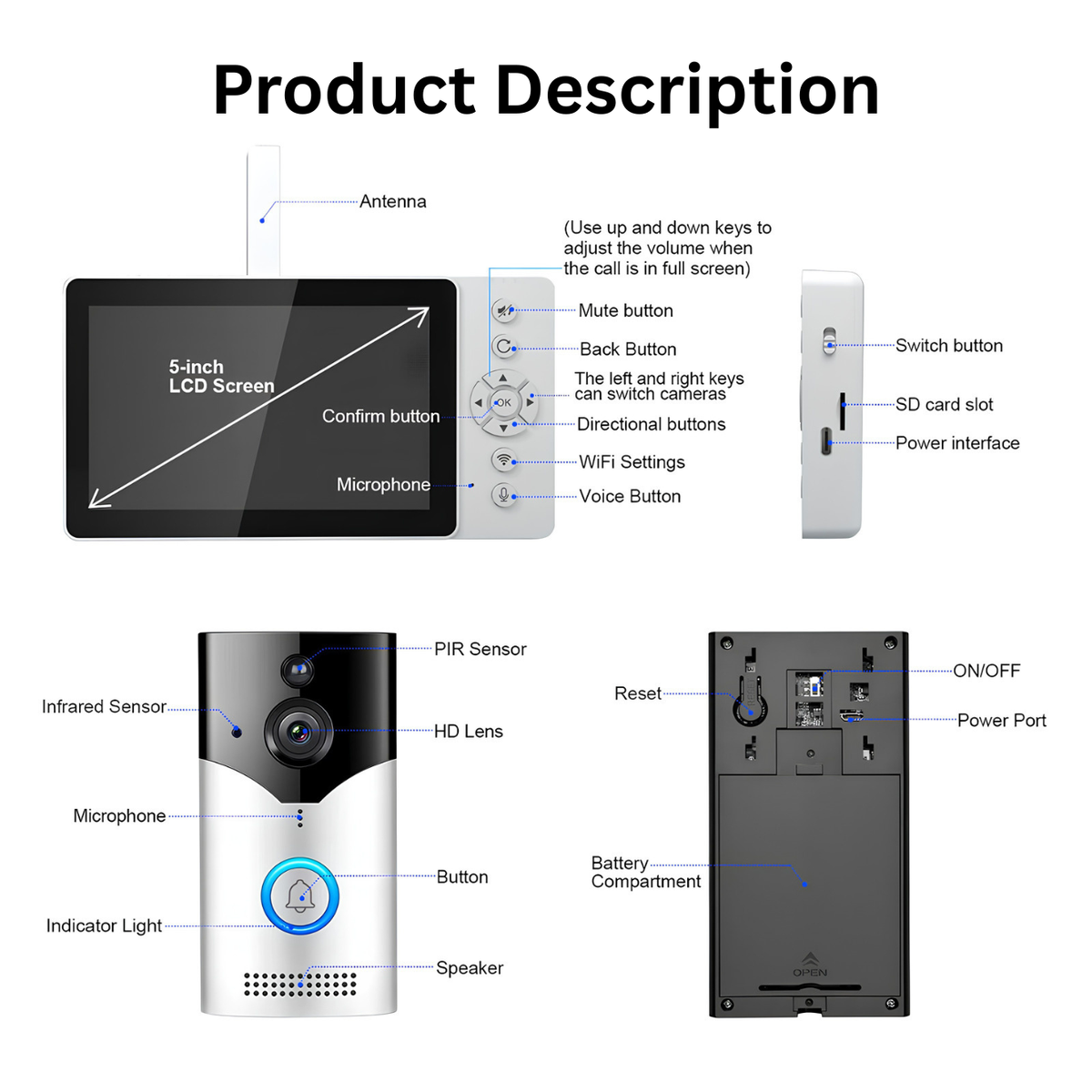 Delitech 3MP wireless video doorbell product features and specifications