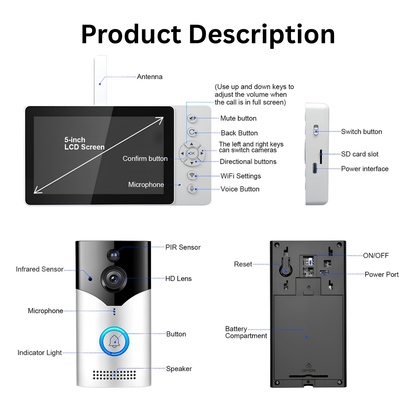 Delitech 3MP wireless video doorbell product features and specifications