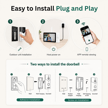 Delitech wireless video doorbell with easy plug and play installation