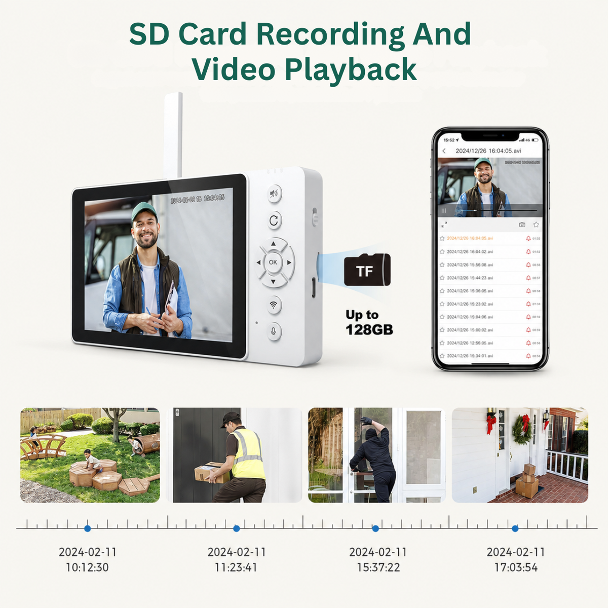 Delitech video doorbell with SD card recording and video playback