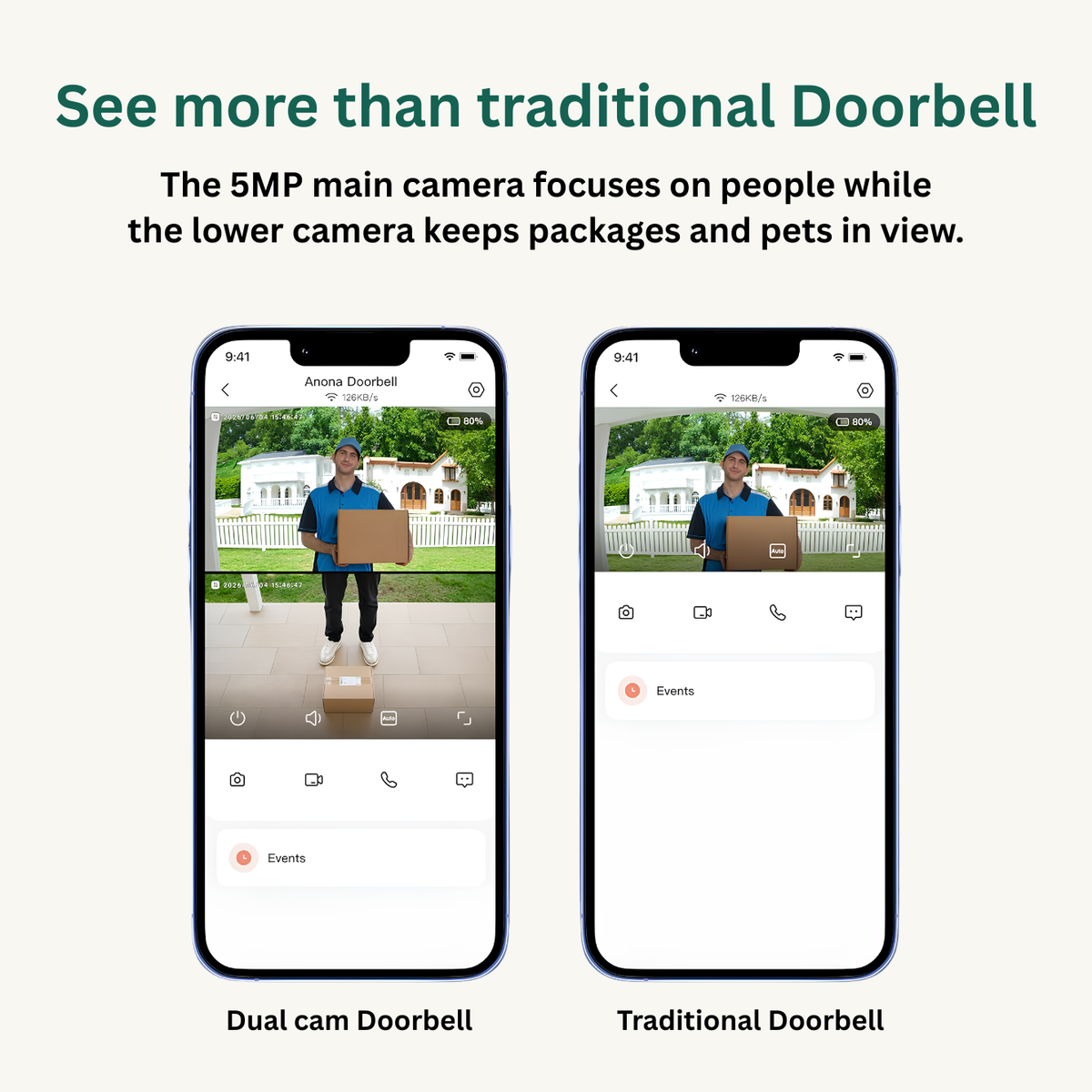 Delitech Smart Wireless Video Doorbell live video on mobile app