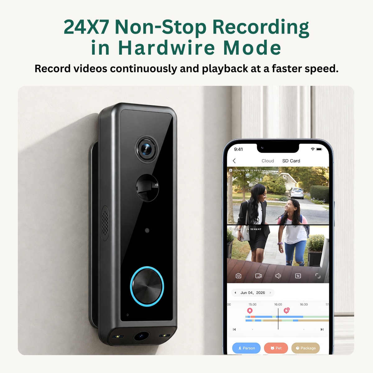 Delitech Smart Wireless Video Doorbell 24/7 video recording