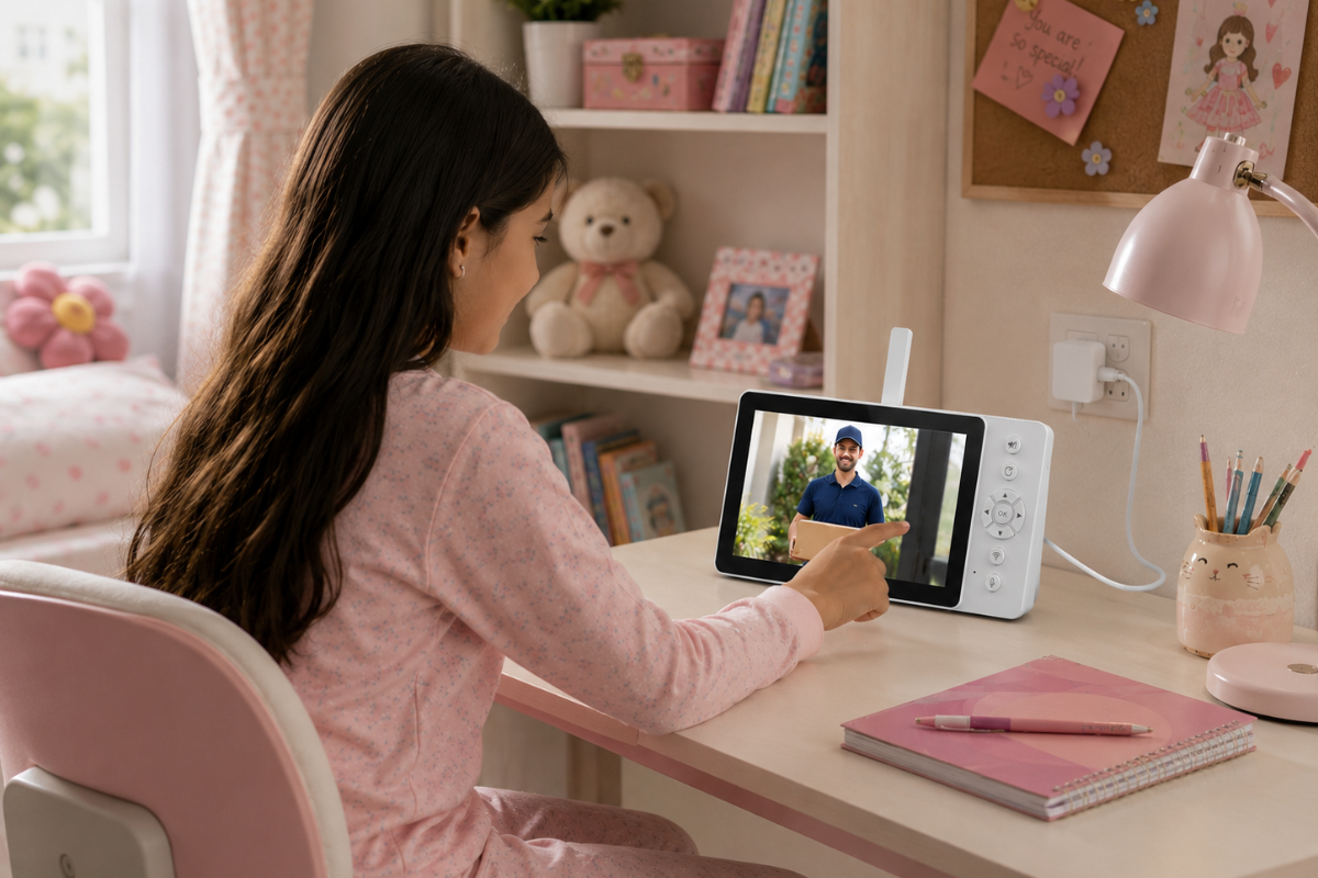 Person talking via indoor monitor